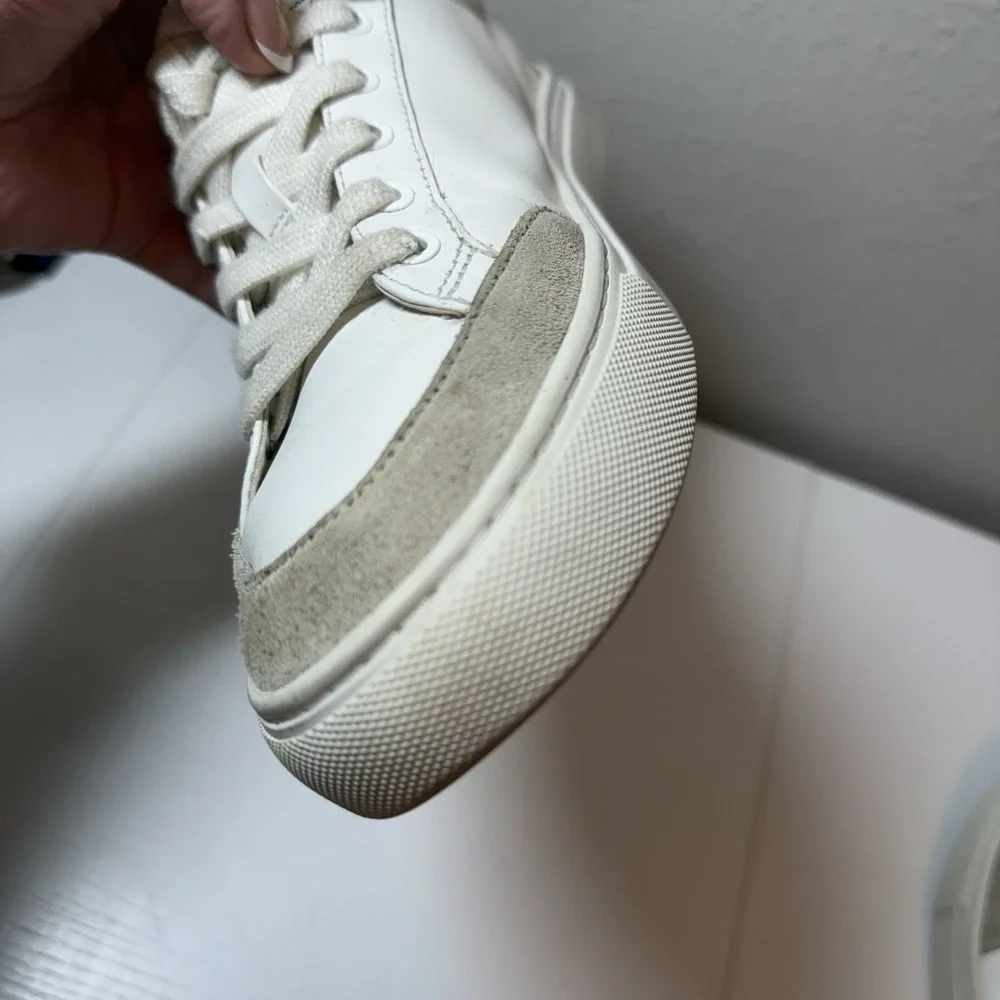 Tory Burch Sneakers Bari Nappa Color Block Women Sz 9 White Beige Leather Suede